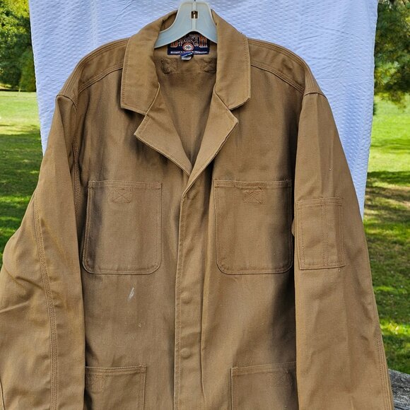 Duluth Trading fire hose canvas unlined snap up thigh length work coat Mens LRG - Picture 1 of 14